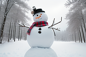 雪人装饰为冬日增添一抹亮色
