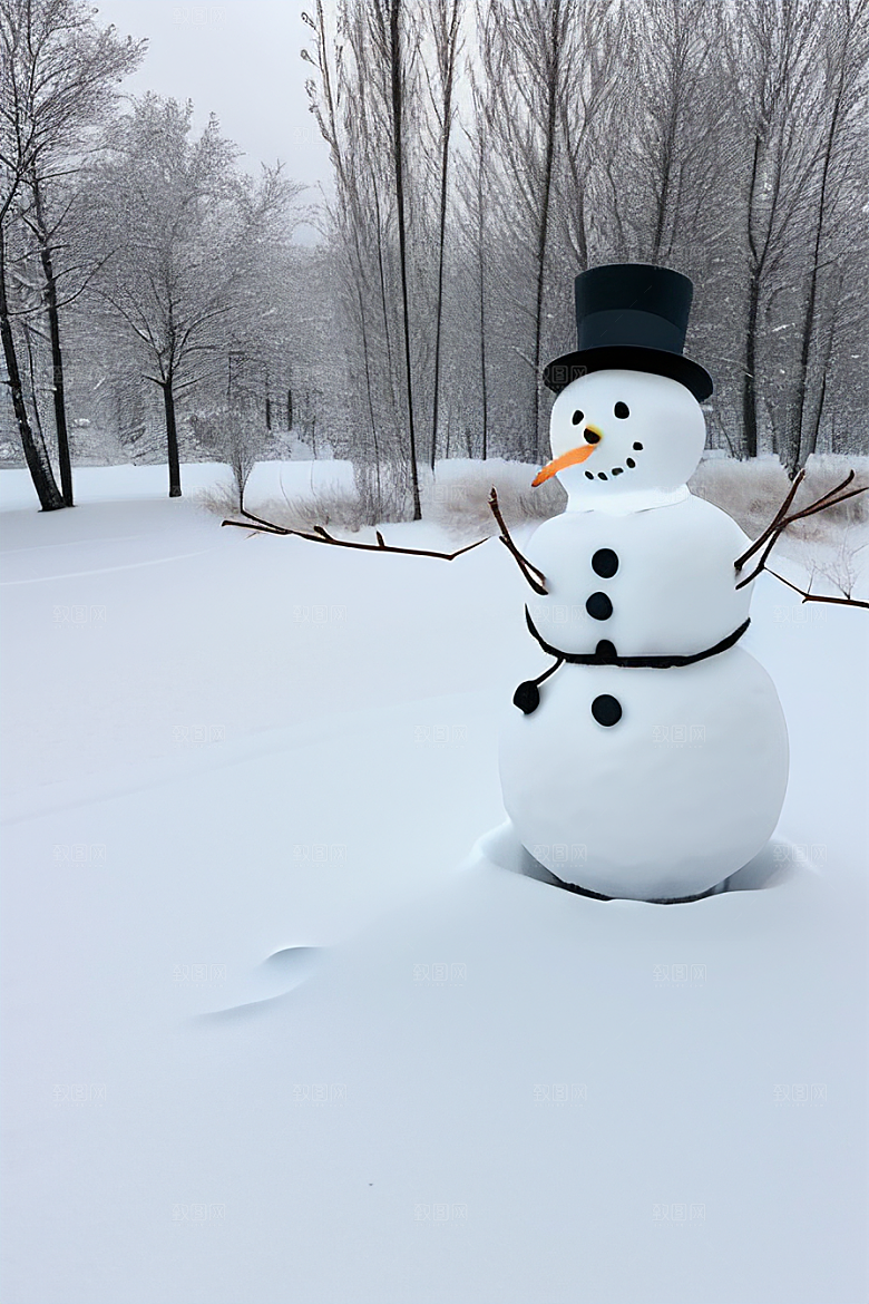 雪人装饰为冬日增添一抹亮色