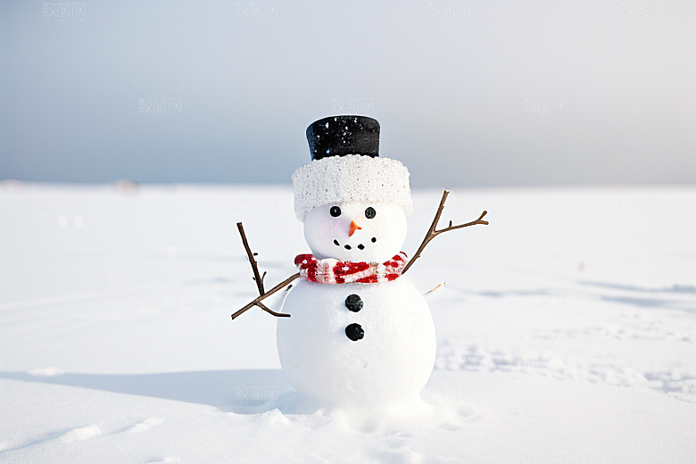 雪人装饰为冬日增添一抹亮色