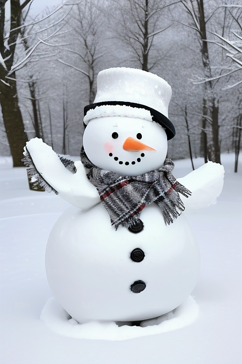 雪人装饰为冬日增添一抹亮色