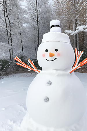 雪人装饰为冬日增添一抹亮色