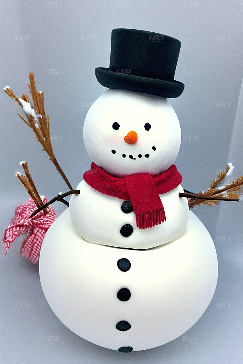 冬季户外运动堆雪人与滑雪橇