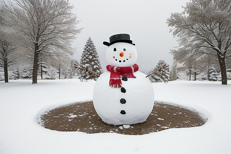 冬季户外运动堆雪人与滑雪橇
