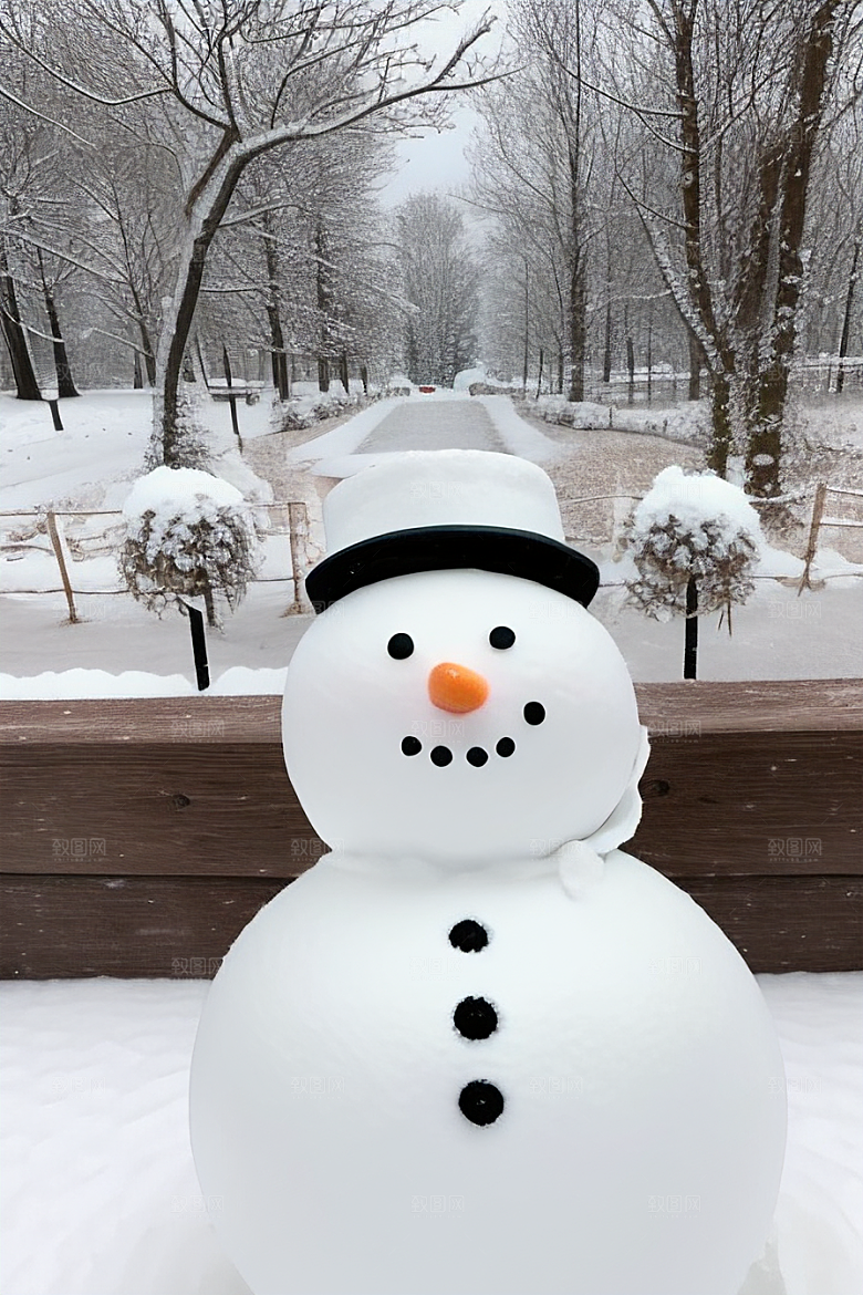 冬季户外运动堆雪人与滑雪橇