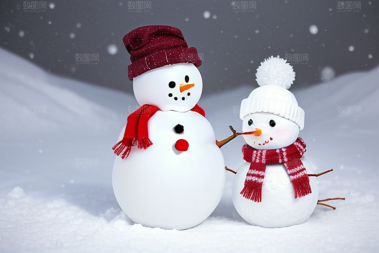 雪地里的小确幸与雪人共度时光