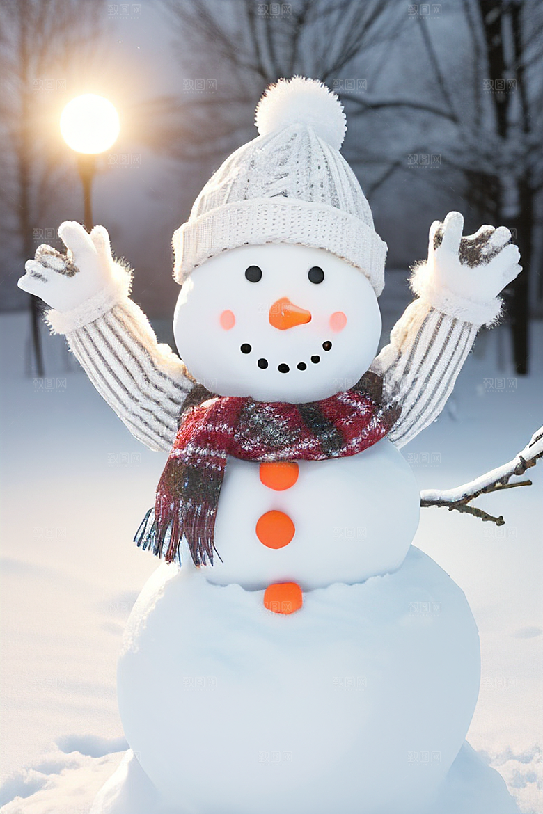 雪地里的小确幸与雪人共度时光