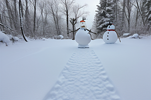 雪地里的小确幸与雪人共度时光