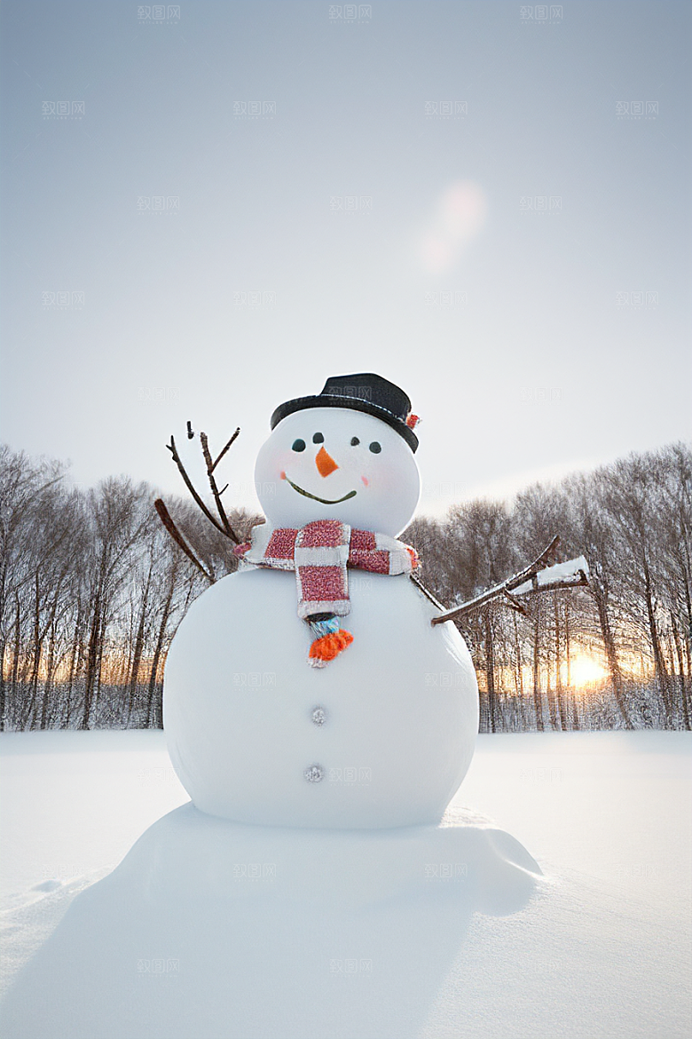 雪地里的小确幸与雪人共度时光