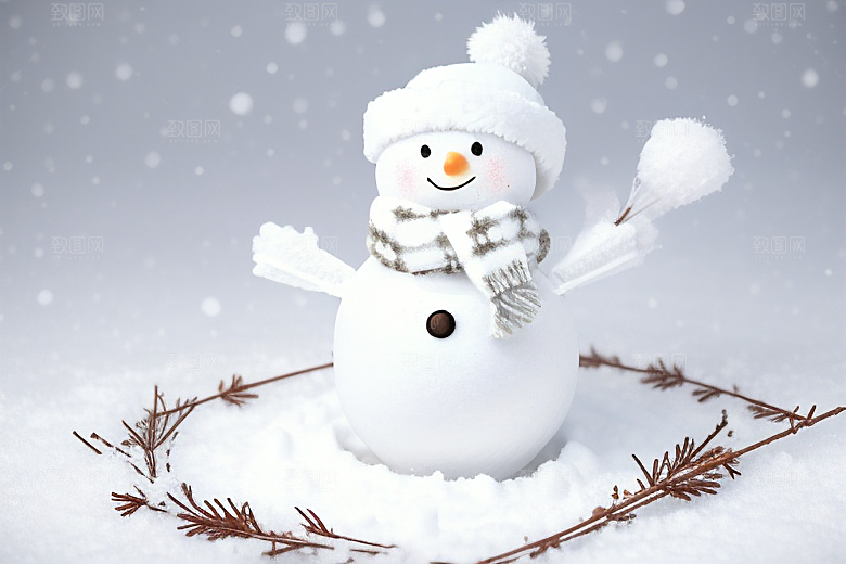 雪地里的小确幸与雪人共度时光
