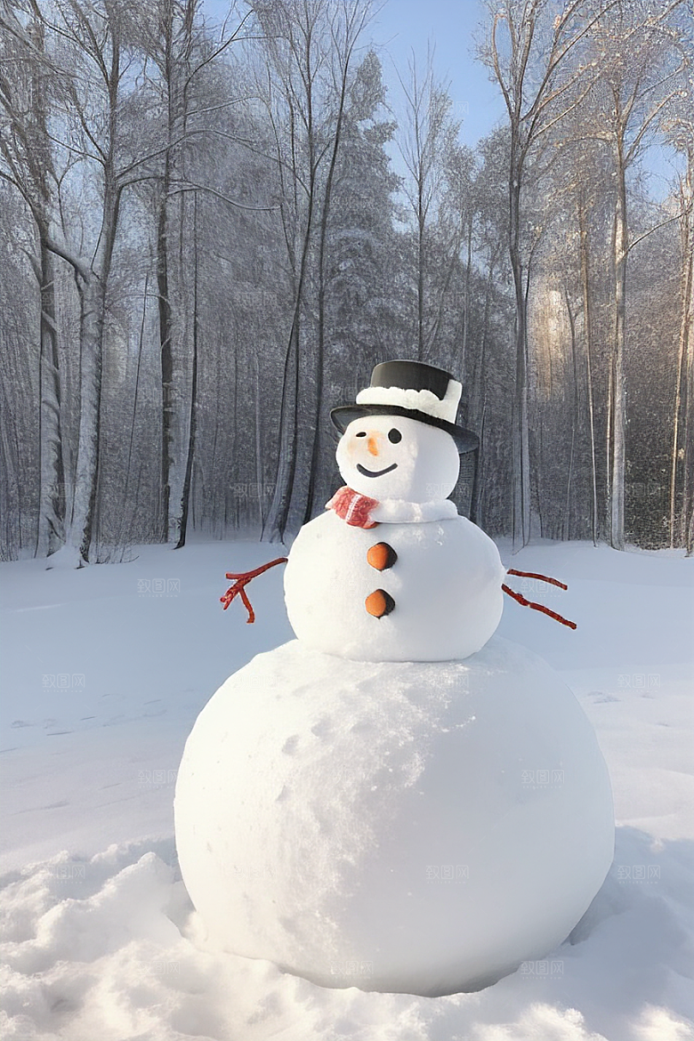 雪地里的小确幸与雪人共度时光
