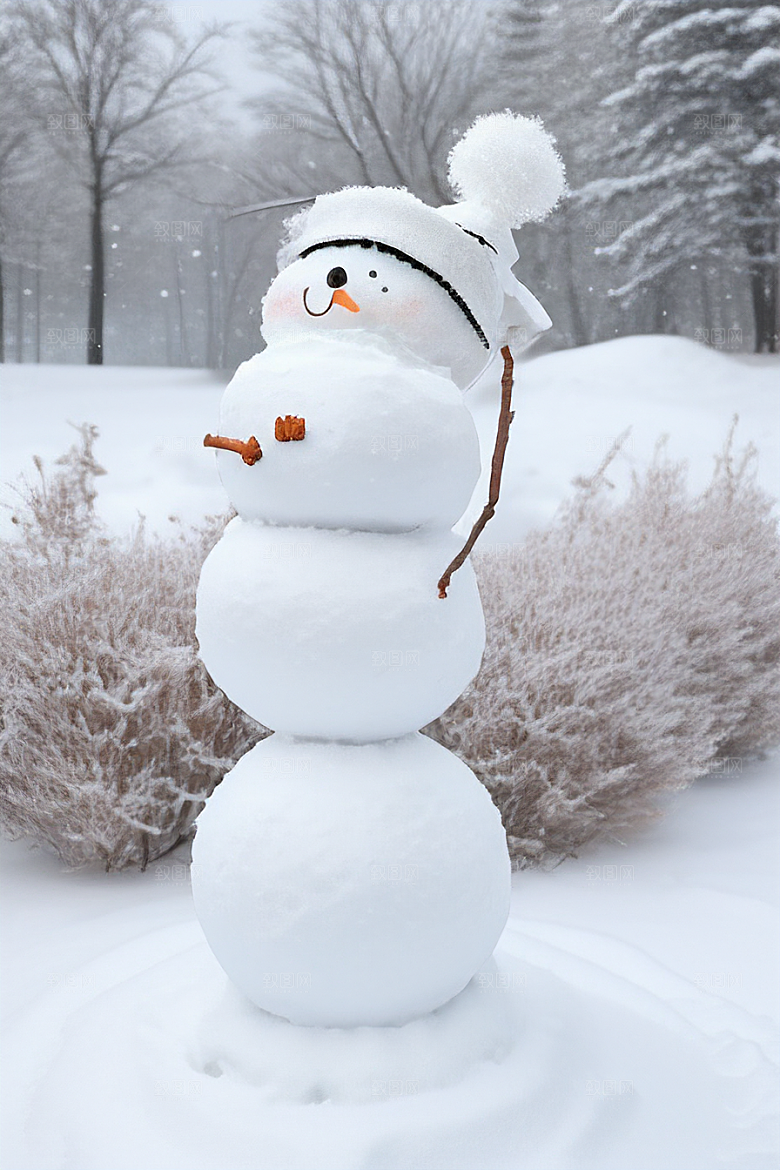 雪地里的小确幸与雪人共度时光