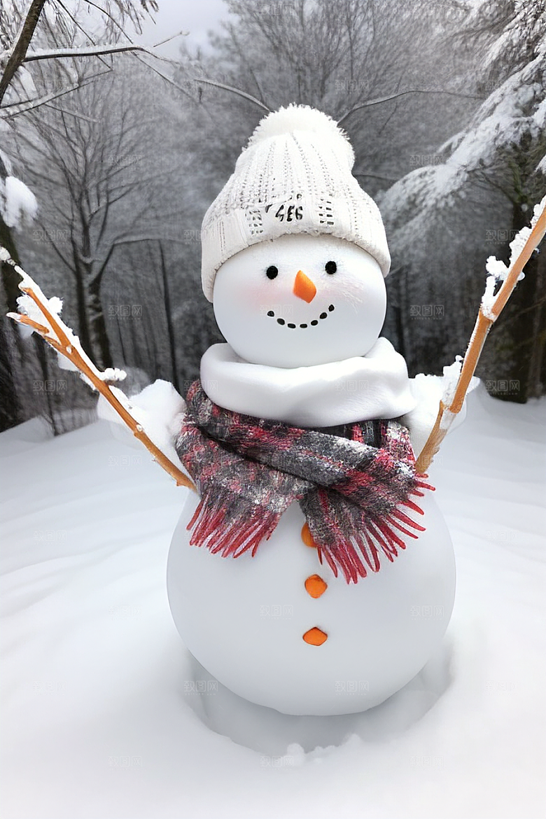 雪地里的小确幸与雪人共度时光