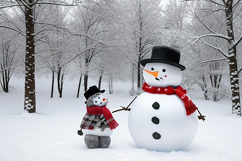 雪地里的小确幸与雪人共度时光