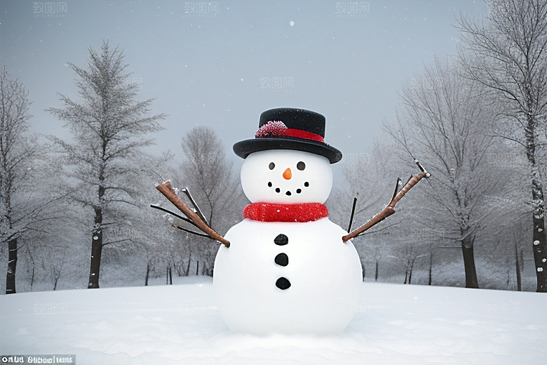冬日雪趣堆可爱雪人的欢乐时光