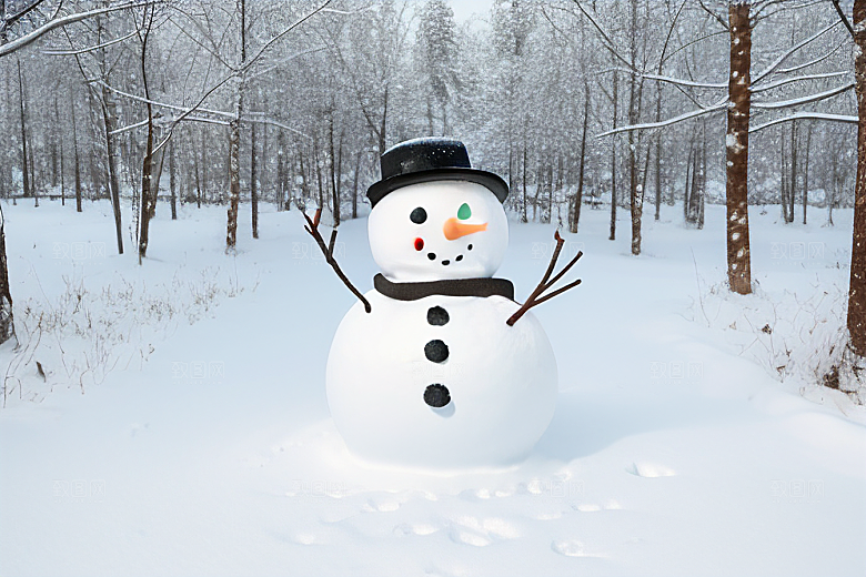 冬日雪趣堆可爱雪人的欢乐时光