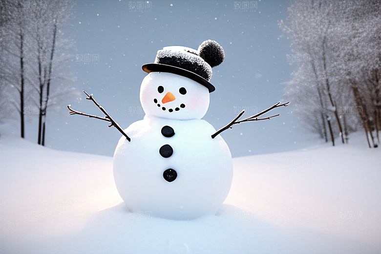 冬日雪趣堆可爱雪人的欢乐时光