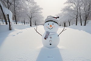 冬日雪趣堆可爱雪人的欢乐时光