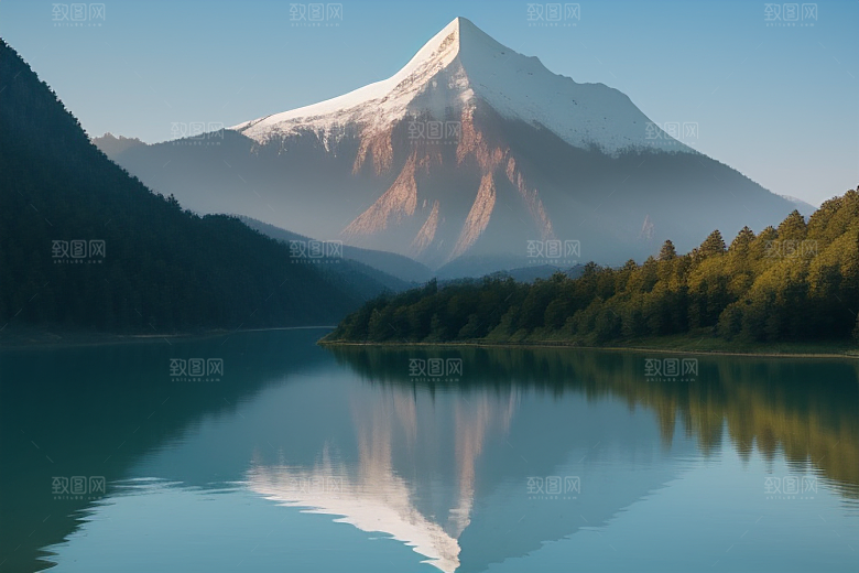 一叶扁舟湖光山色中悠然前行