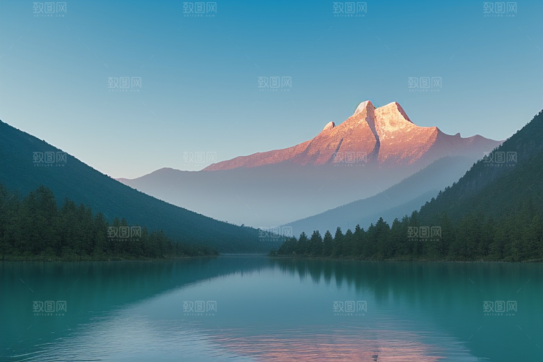 一叶扁舟湖光山色中悠然前行