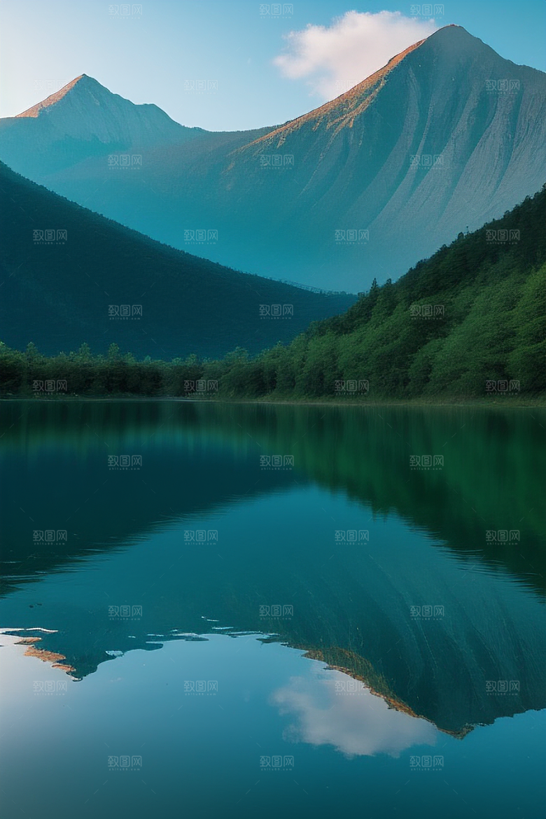 碧波荡漾湖面一叶扁舟驶向诗意