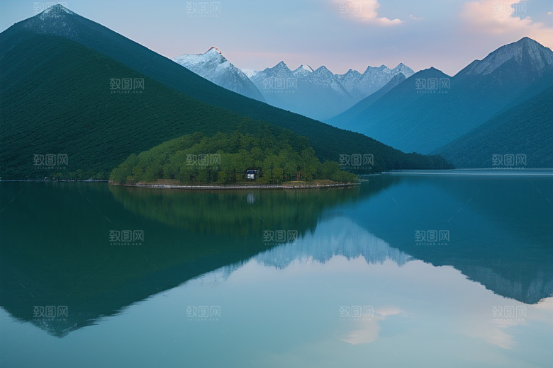 碧波荡漾湖面一叶扁舟驶向诗意