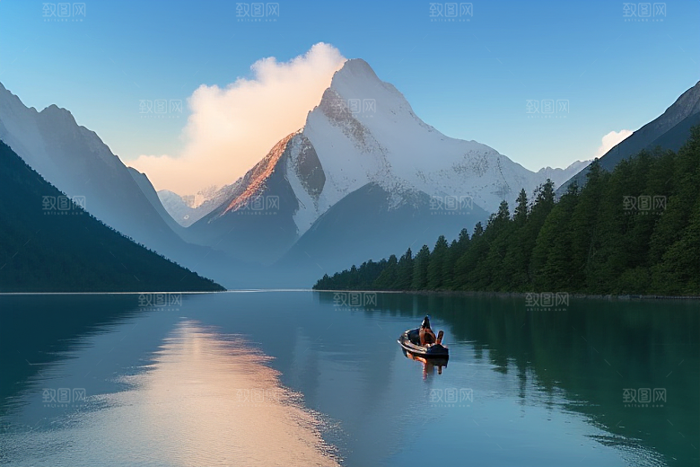 湖光山色美一叶扁舟添诗意