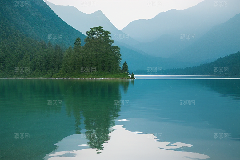 湖光山色间一叶扁舟悠然行