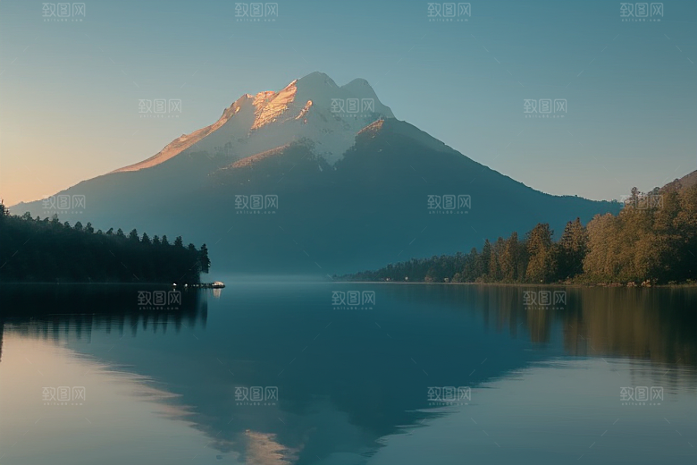 湖光山色间一叶扁舟悠然行