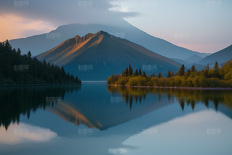 湖光山色间一叶扁舟悠然行