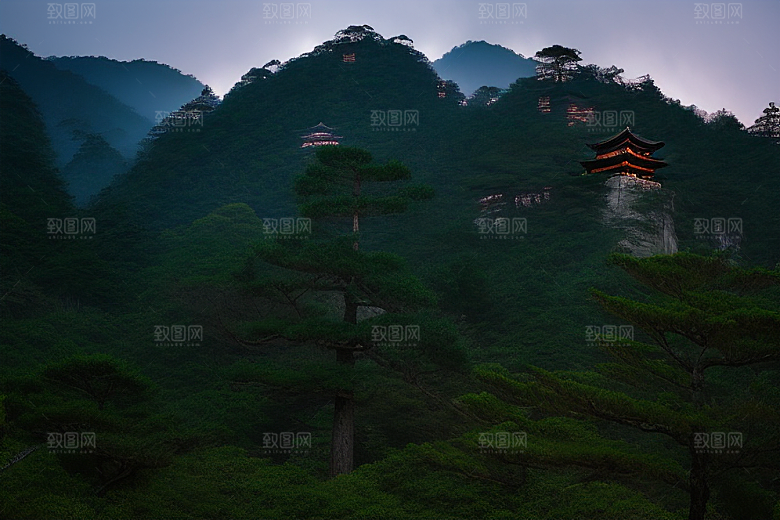 黄山迎客松的美丽景色