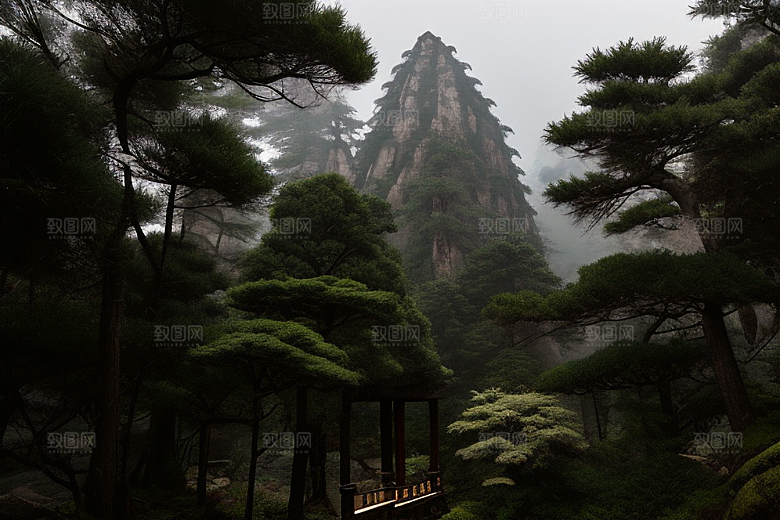 黄山迎客松的美丽景色