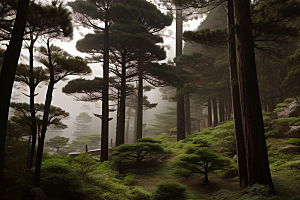 黄山迎客松的美丽景色