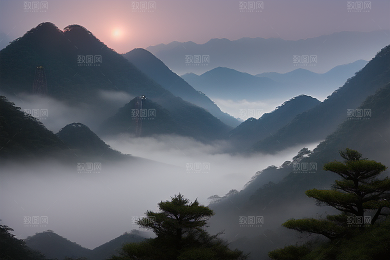 黄山迎客松的美丽景色
