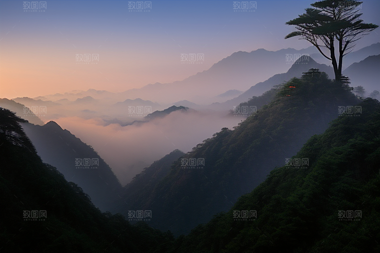 黄山迎客松的美丽景色