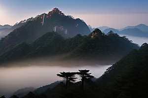 黄山上的美丽松树