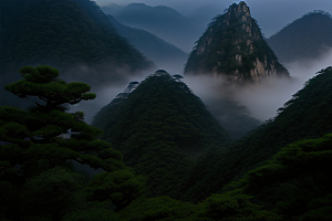 黄山上的迎客松美景