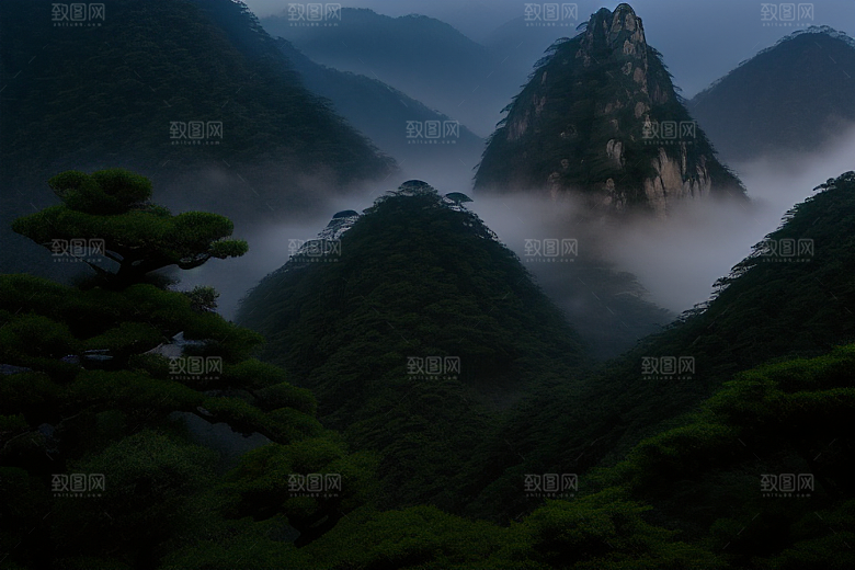 黄山上的迎客松美景