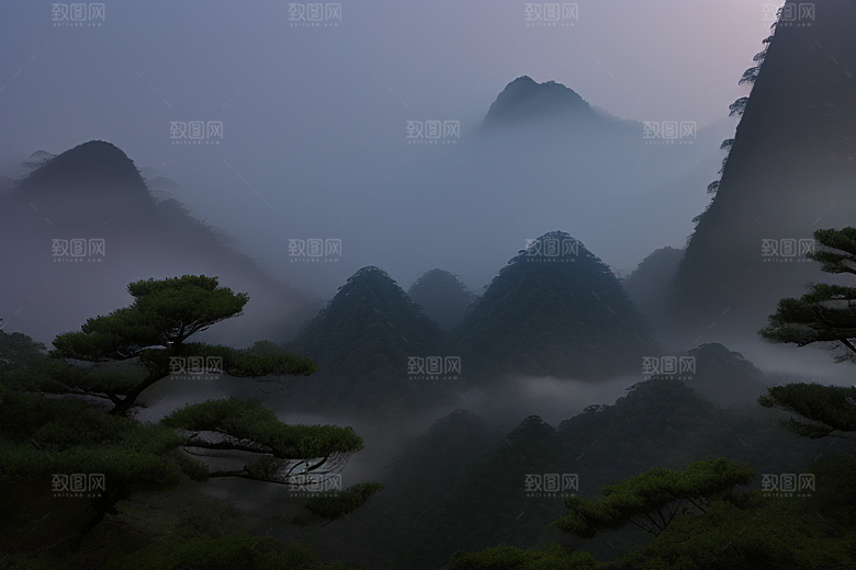 黄山上的迎客松美景