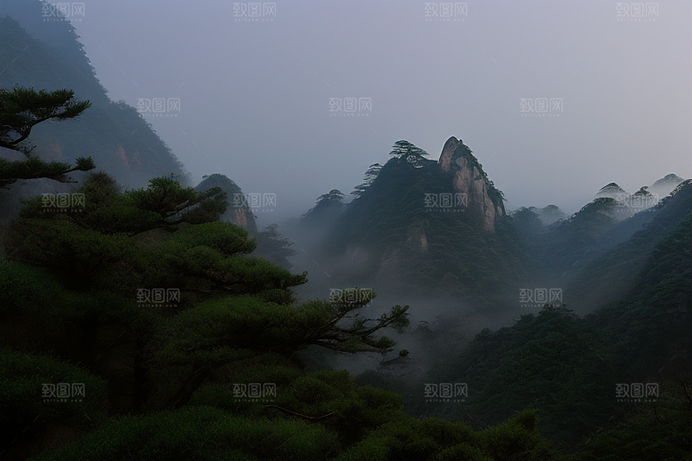 黄山上的迎客松美景