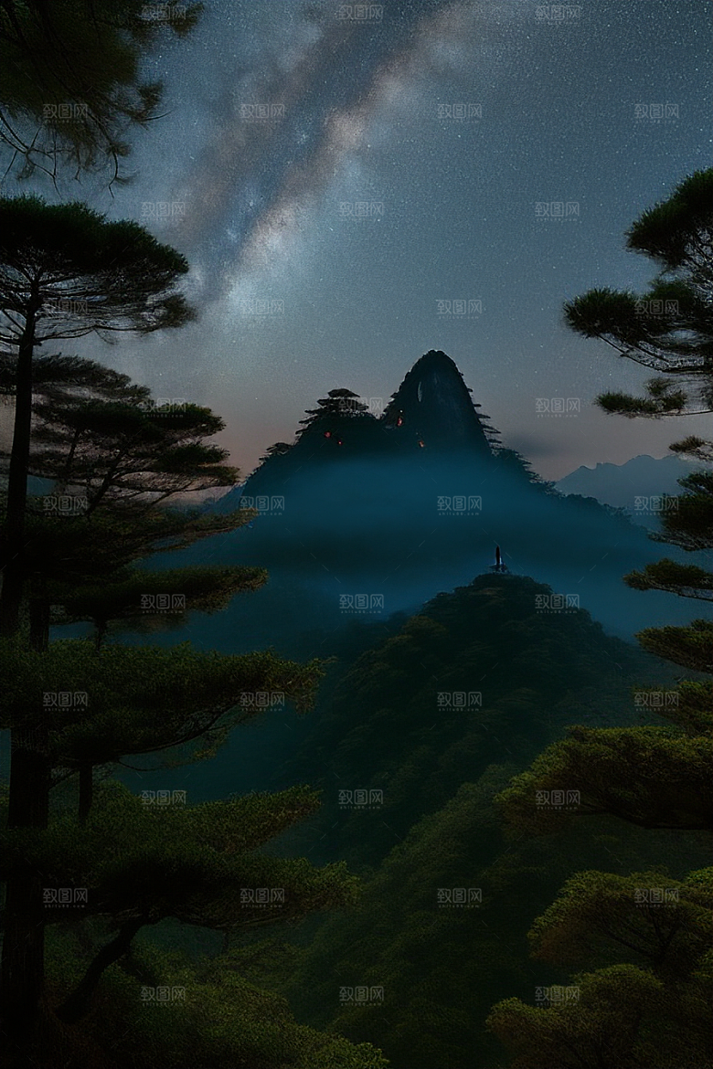 黄山上的迎客松美景