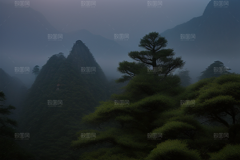 黄山上的迎客松美景