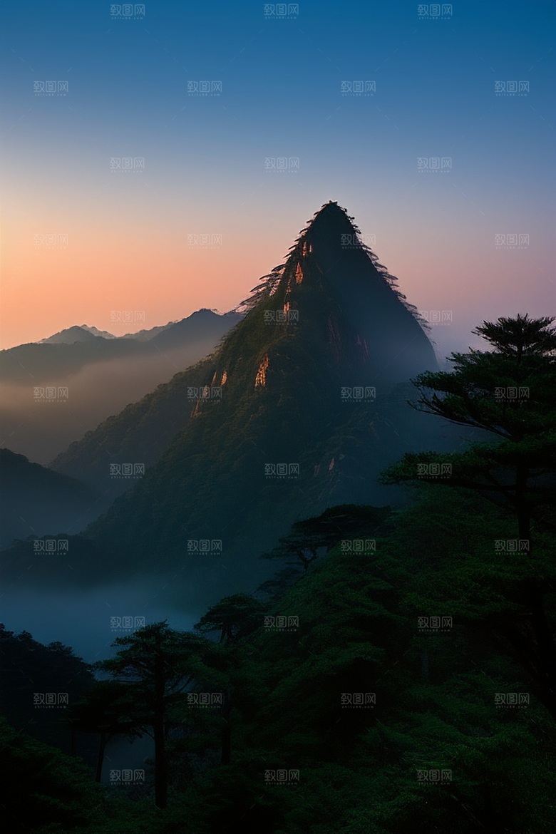黄山上的迎客松美景