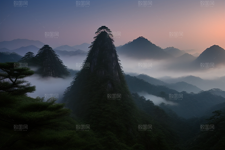 黄山上的迎客松美景