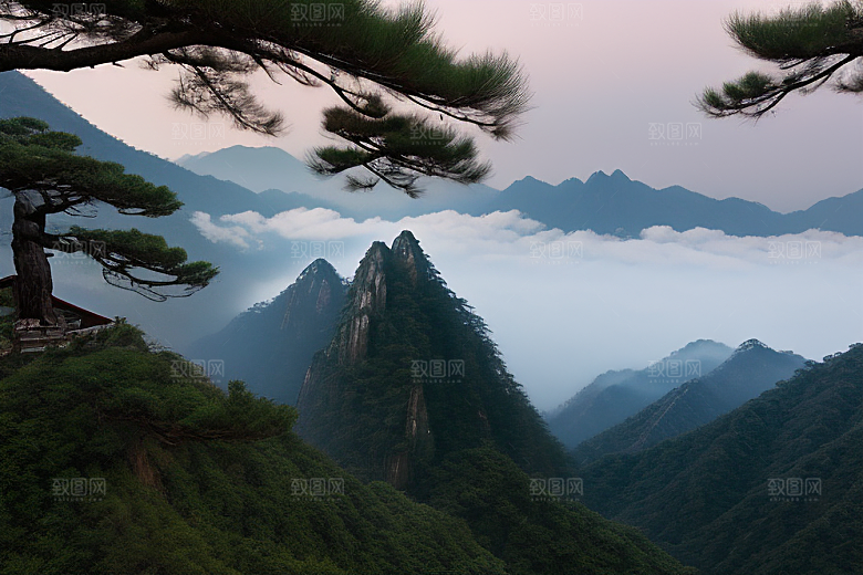 黄山上的迎客松美景