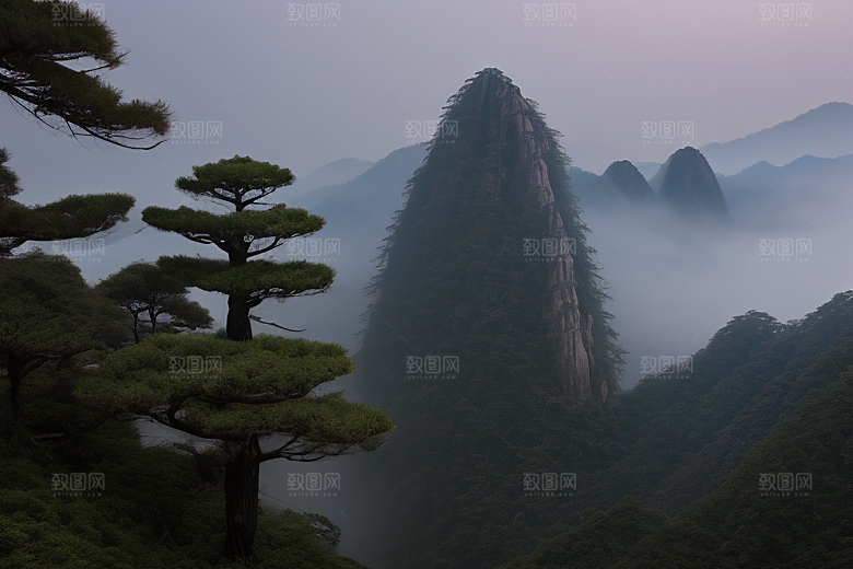 黄山上的迎客松美景