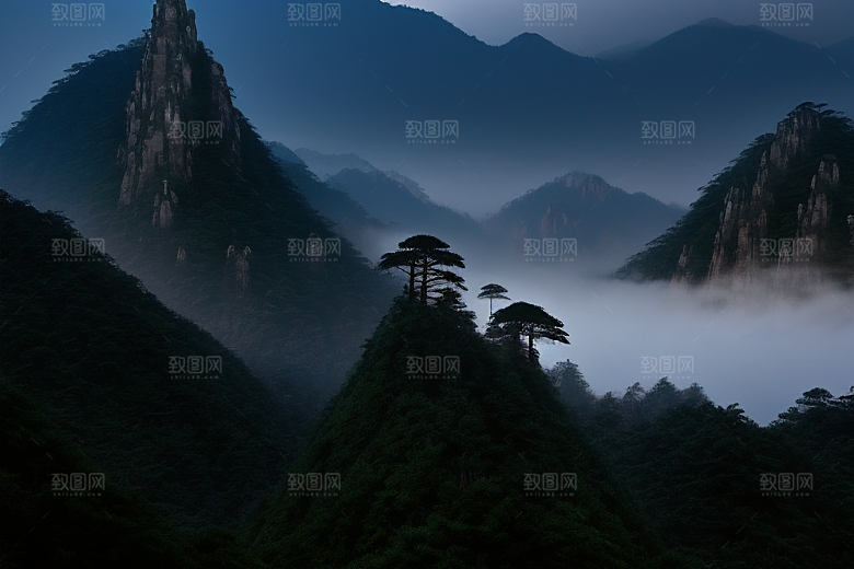 黄山上的迎客松美景