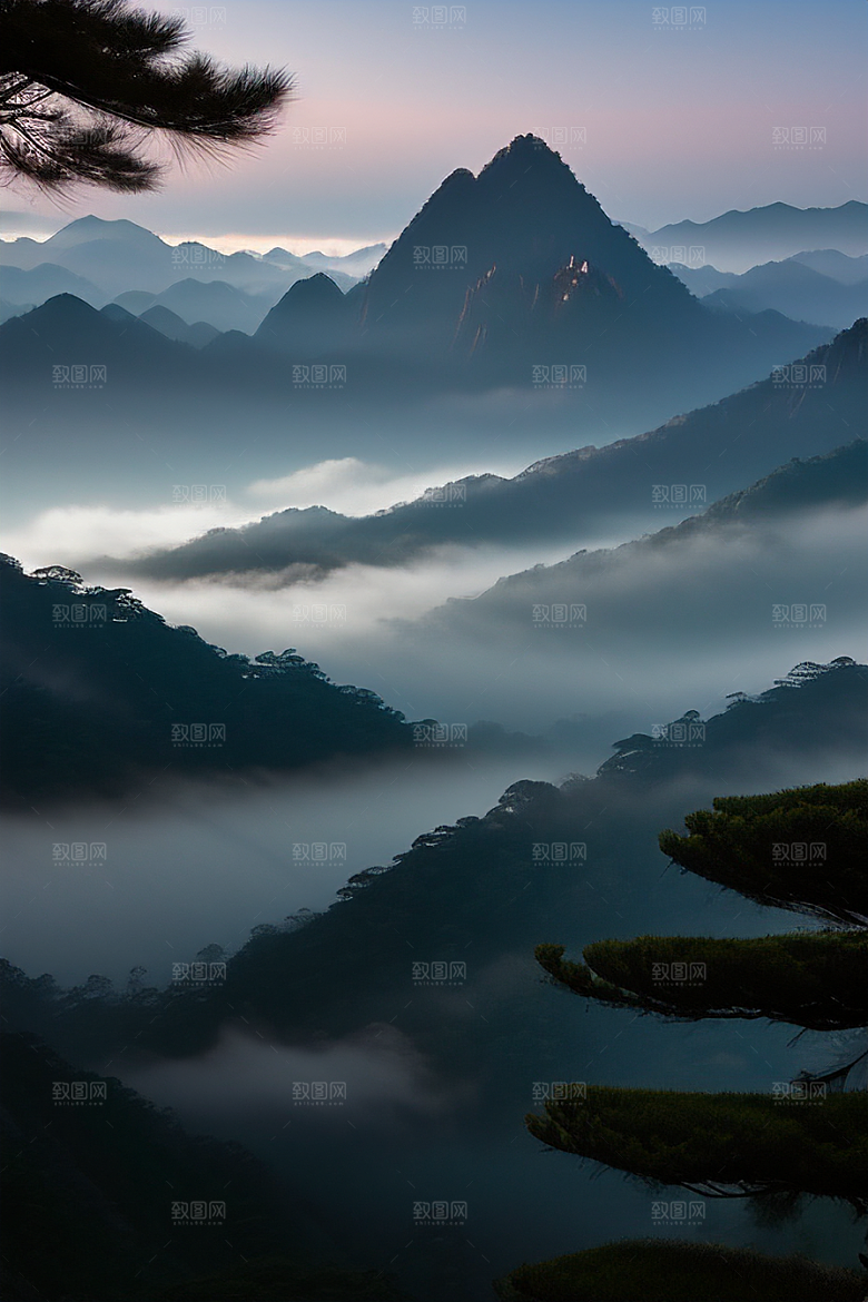 黄山上的迎客松美景