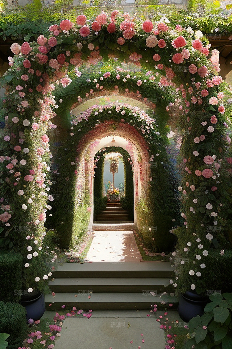 庄园里的月季拱门美景