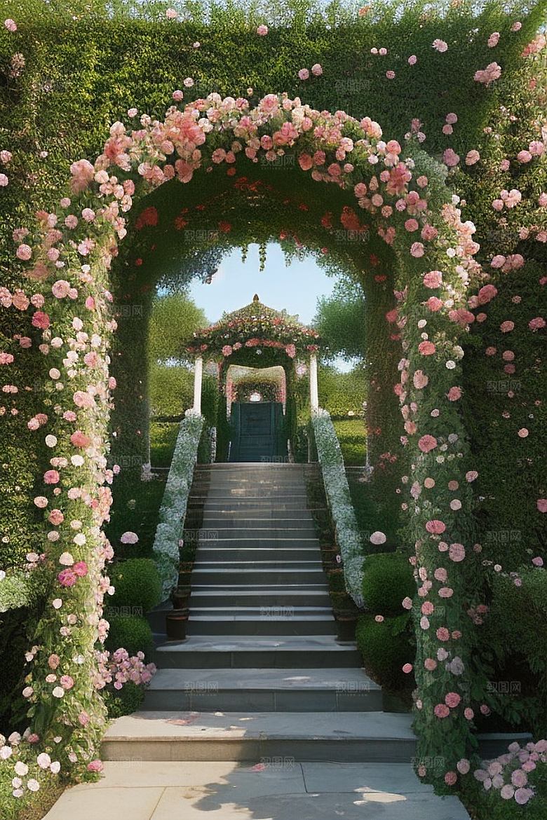 庄园里的月季拱门美景