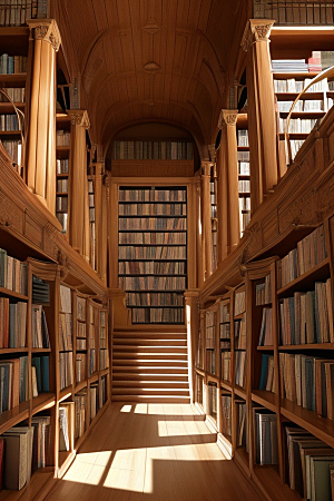 井然有序的图书馆书架
